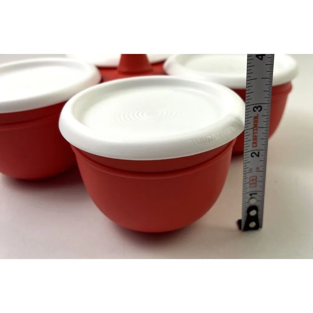 Tupperware Blossom Table Condiment Server Red With White Lids - Complete